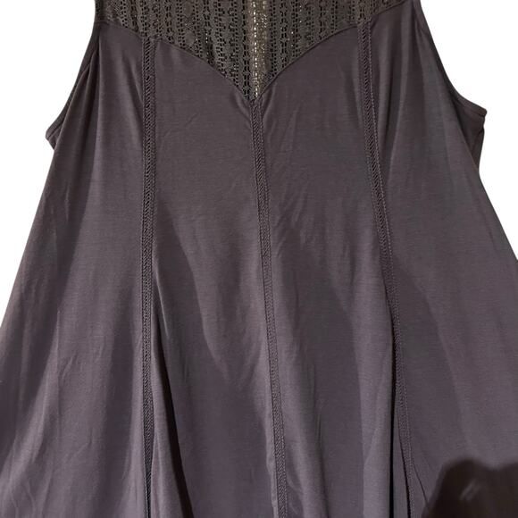 Torrid Swing Tent Dress SZ 2X Charcoal Gray Sleeveless Lace Yoke Handkerchief - Picture 11 of 11